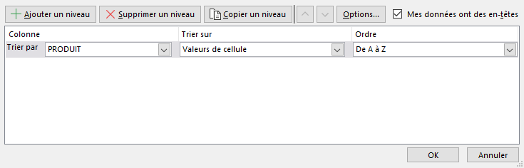 tri d'un tableau excel dont les données sont séparées par des lignes vide