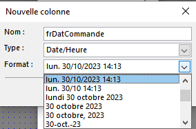 choisir un champ de type date/heure