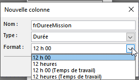 choisir un champ de type durée