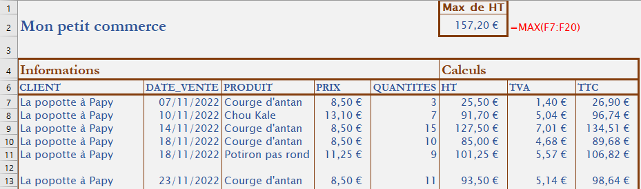 Insérer une ligne au sein d'un tableau excel