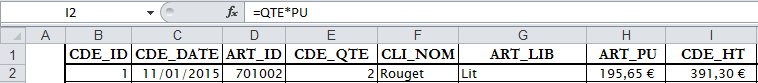 Plage nommée et calcul par ligne