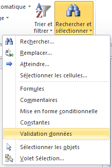 Capture écran validation de données information sur erreur